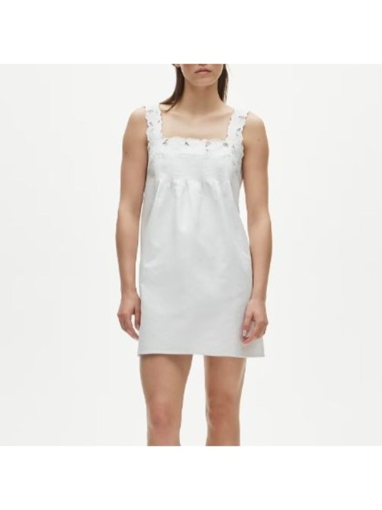 J.Crew Ondine Mini Dress Sz L White Cotton Poplin Sleeveless Summer Coastal Boho